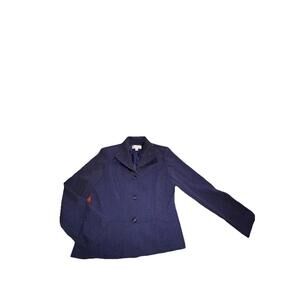 Danny & Nicole‎ Navy Blue Paisley Beaded Collar Blazer 10 Secretary Corpcore